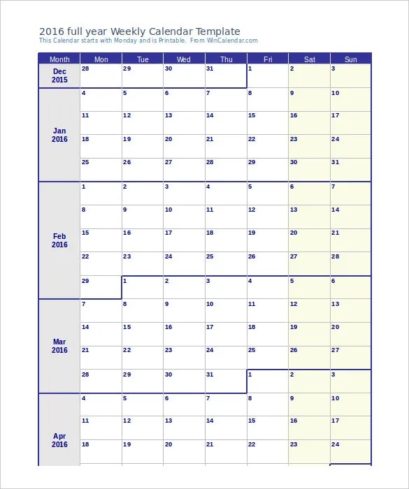 daily calendar template for mac